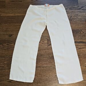 Juicy Couture Lowrise White Drawstring Linen Pants Made In The USA